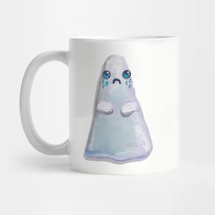 Super Sad Hand Painted Kawaii Ghost Mug